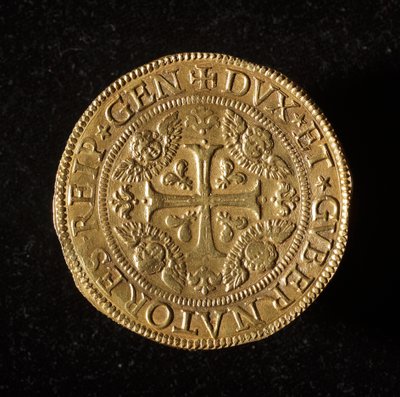 Währung der Republik Genua: 12,5 Gold-Doppie-Münze. Durchm. 61 mm. 1656. Vorderseite. Genua Musei di Strada Nuova (inv. 6456) von Italian School