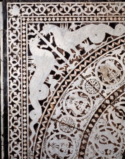 Detail des ursprünglichen Marmorbodens 11.-13. Jahrhundert von Italian School