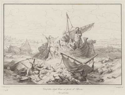 Niederlage der Hunnen am Hafen von Albiola, 903 von Italian School