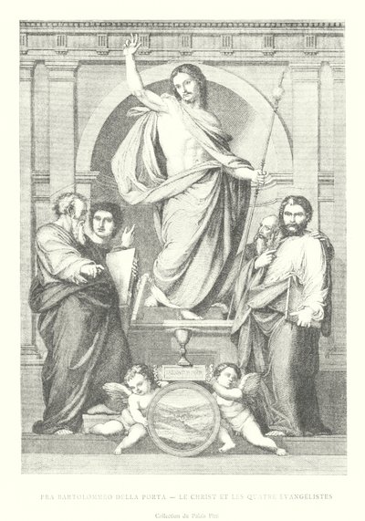 Fra Bartolommeo della Porta, Christus und die vier Evangelisten, Sammlung des Palazzo Pitti (Stich) von Italian School
