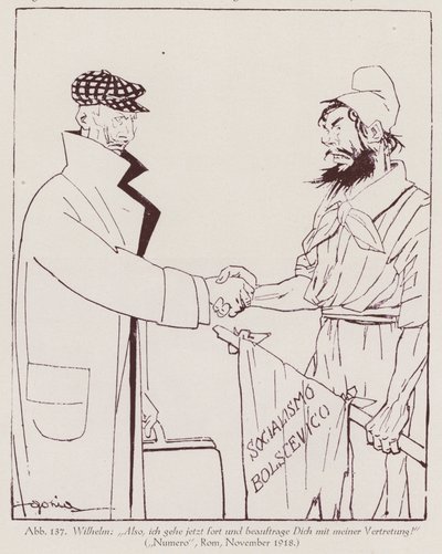 Kaiser Wilhelm II übergibt die Macht an den Bolschewismus von Italian School