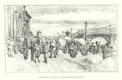 Die Ufer des Arno, Zeichnung von Filippo Liardo (Stich) von Italian School
