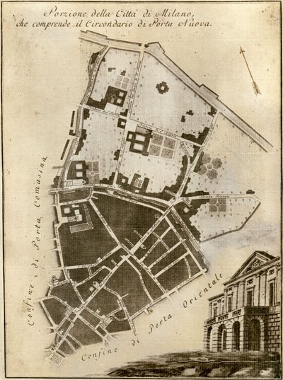 Karte von Mailand, Porta Nuova, um 1784 von Italian School
