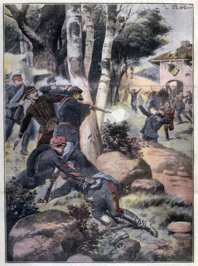 Mexikanische Revolution: Kämpfe zwischen Armee und Rebellen Illustration von Abbo in „L