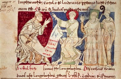 Miniatur aus Chronicon Vulturnense, illuminiertes Kodex, komponiert von Mönch Iohannes, ca. 1130 von Italian School