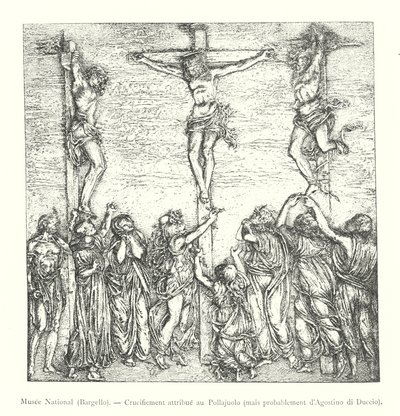 Nationalmuseum, Bargello, Kreuzigung zugeschrieben Pollajuolo, aber wahrscheinlich von Agostino di Duccio (Stich) von Italian School