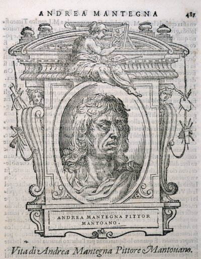 Porträt von Andrea Mantegna (ca. 1430-1506) aus Vasaris Leben der Künstler, erstmals veröffentlicht 1550 von Italian School