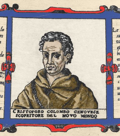 Porträt von Christoph Kolumbus (1451-1506), Detail des Atlas von Urbano Monte von Italian School