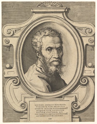 Porträt von Michelangelo, veröffentlicht um 1564 (Gravur) von Italian School