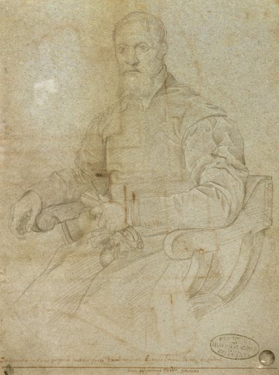 Porträt von Tizian (Tiziano Vecellio) (ca. 1485-1576) Römische Schule (Kohle auf Papier) von Italian School