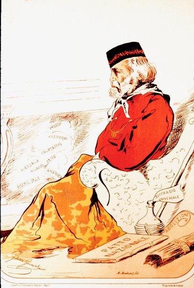 Darstellung von Mitgliedern der parlamentarischen Rechten des Risorgimento und des italienischen Patrioten Giuseppe Garibaldi (1874) von Italian School