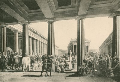 Die Börse im Dreieckigen Forum (Gravur) von Italian School