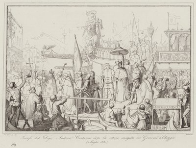 Triumph des Dogen Andrea Contarini nach dem Sieg über die Genuesen in Chioggia von Italian School