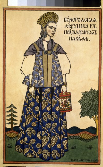 Eine Jungfrau aus Wologda im Festkleid von Ivan Yakovlevich Bilibin