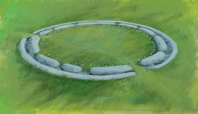 Stonehenge: erste Phase mit Graben, Wall und Konterskarpe, die die Aubrey-Löcher umschließen von Ivan Lapper