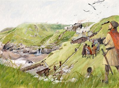 Tintagel Castle in mittelalterlichen Zeiten von Ivan Lapper