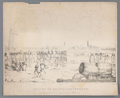 Ansicht der Stadt Antwerpen am Tag nach dem Bombardement, 28. Oktober 1830 von Izaak Schouman
