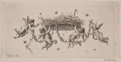 Vier geflügelte kleine Genien von J.F. Clemens