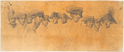 Vorarbeit zum Stich: Friedrich der Große reitet nach einer Revue in Potsdam nach Hause von J.F. Clemens