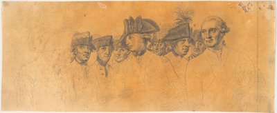 Vorarbeit zum Stich: Friedrich der Große reitet nach einer Revue in Potsdam nach Hause von J.F. Clemens