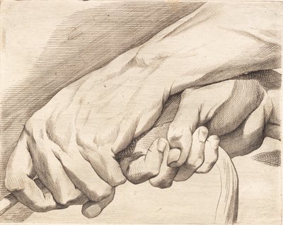 Studienblatt von zwei Händen, die ein Seil halten von J.F. Clemens