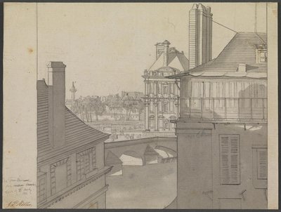 Blick aus J.P. Møllers Wohnung im Hotel d’Irlande, Rue de Beaune Nr. 3, über die Seine in Richtung Tuilerien und Rue de Rivoli, 6. März 1812 von J.P. Møller