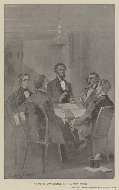 Die Friedenskonferenz in Hampton Roads (Lithografie) von J. (after) Steeple Davis