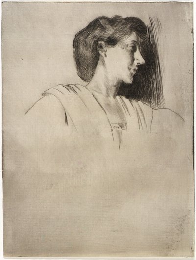 Studie eines Frauenkopfes im Profil von J. Alden Weir