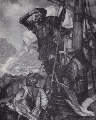 Portugiesischer Entdecker Vasco da Gama sichtet das Kap der Guten Hoffnung auf seiner Reise nach Indien von J. H. Amschewitz