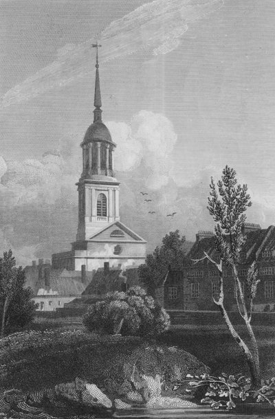 Shoreditch Kirche (Stich) von John Preston Neale