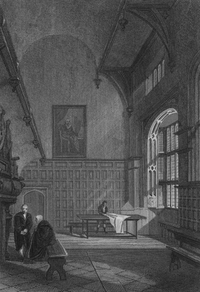 Die Charterhouse, Innenraum der großen Halle von John Preston Neale