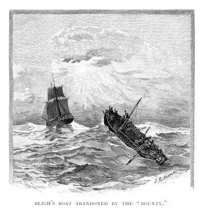 Kapitän Blighs Boot von der Bounty verlassen, 1789 1886 von J. R. Ashton