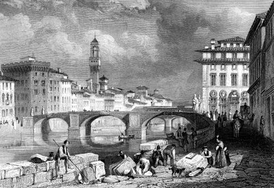 Die Ponte Santa Trinita, Florenz, Italien, 19. Jahrhundert von J. Redaway