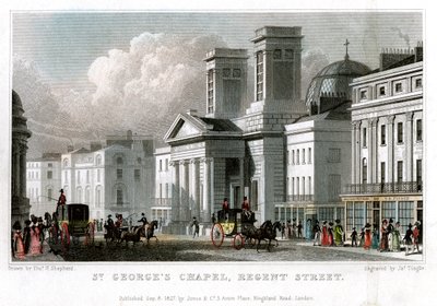 St. Georges Kapelle, Regent Street, Westminster, London, 1827 von J. Tingle