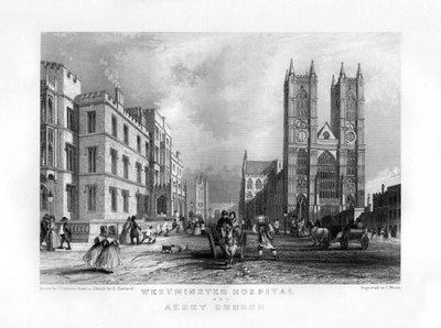 Westminster Hospital und Abteikirche, London, 19. Jahrhundert von J. Woods