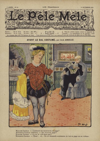 Avant le bal costume. Illustration für Le Pele-Mele, 1901 von Jack Abeille