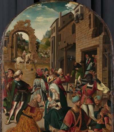 Die Anbetung der Heiligen Drei Könige von Jacob Cornelisz van Oostsanen (workshop of)