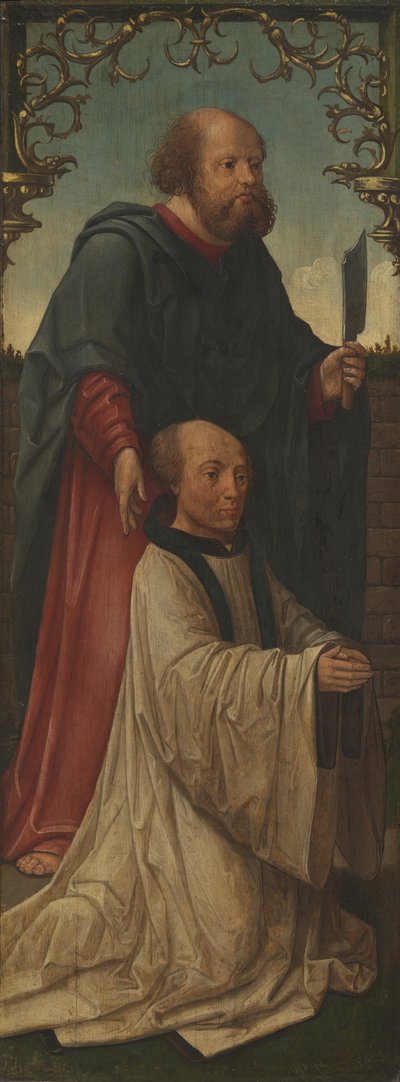 Heiliger Matthias und ein Stifter, Heiliger Andreas Rückseite, 1520-25 von Jacob Cornelisz. van Oostsanen