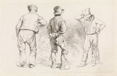 Studienblatt mit drei stehenden Figuren von Jacob Ernst Marcus