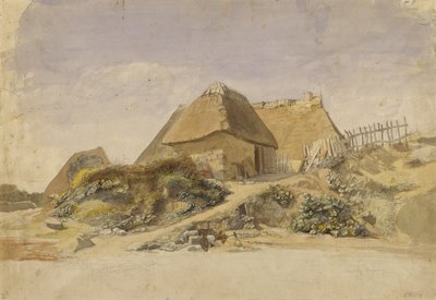 Fischerhütten am Hopesberg-Strand, 1834 von Jacob Gensler