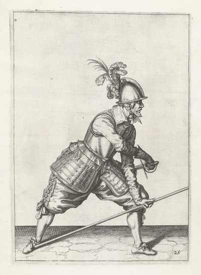 Soldat mit Lanze zieht sein Schwert, um 1600 von Jacob II de Gheyn
