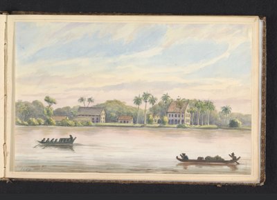 Ansicht der Kaffeeplantage Frederiksdorp am Commewijne-Fluss von Jacob Marius Adriaan Martini van Geffen