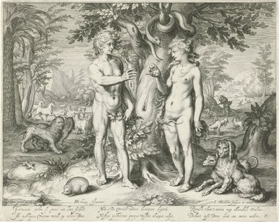 Adam und Eva im Paradies von Jacob Matham