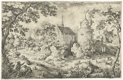 Hirschjagd bei einer Kapelle von Jacob Savery (I)