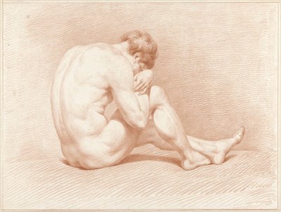 Sitzender männlicher Akt, den Kopf auf das Knie gelegt von Jacob Willemz. de Vos