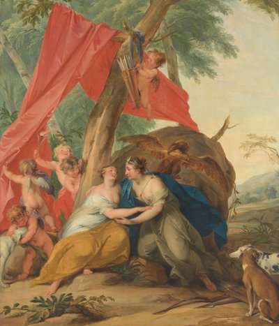 Jupiter, verkleidet als Diana, verführt die Nymphe Kallisto von Jacob de Wit (signed by artist)