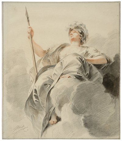 Minerva auf einer Wolke sitzend von Jacob de Wit