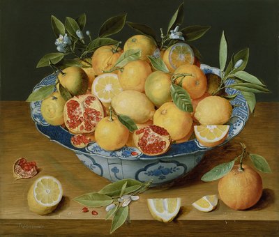 Stillleben mit Zitronen, Orangen und einem Granatapfel, um 1620-1630 von Jacob van Hulsdonck