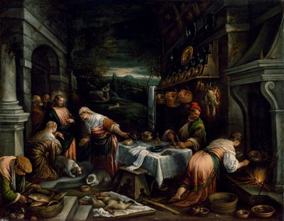 Christus im Haus von Maria, Martha und Lazarus von Jacopo Bassano