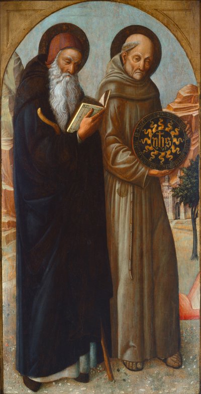 Heiliger Antonius Abt und Heiliger Bernhardin von Siena von Jacopo Bellini